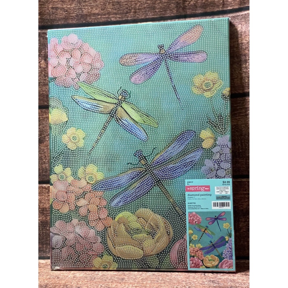 Dragonflies and Flowers Canvas Diamond Painting Kit Hobby Lobby New